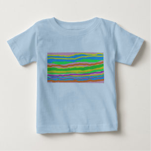 Camiseta Para Bebê Design do arco-íris no topo azul para crianças