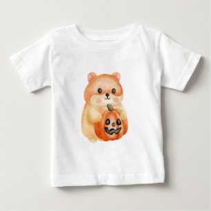 Camiseta Para Bebê Design do Hamster Bonito Jack-o'-Lanterna