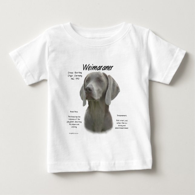 Camiseta Para Bebê Design do Histórico do Weimaraner (Frente)