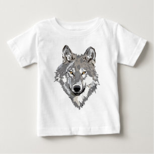Camiseta Para Bebê Design do lobo cinzento