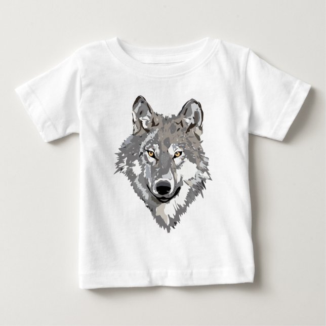 Camiseta Para Bebê Design do lobo cinzento (Frente)