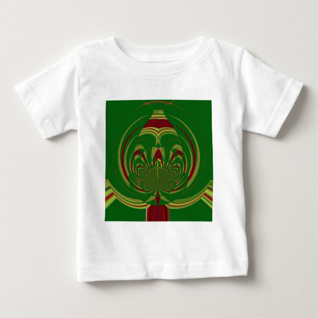 Camiseta Para Bebê Design do Padrão Floral Verde-Étnico Africano (Frente)