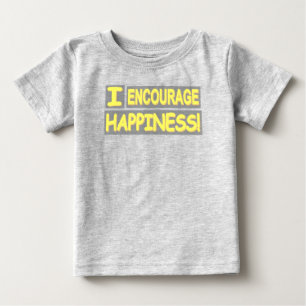 Camiseta Para Bebê Design "Encorajar Felicidade" de Expressão Fofa. C
