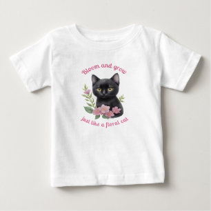 Camiseta Para Bebê Design Floral de Gato Gato Gato Gato Bastante e Cr