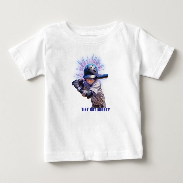 Camiseta Para Bebê Design for Tiny but Mighty Baseball Player (Frente)