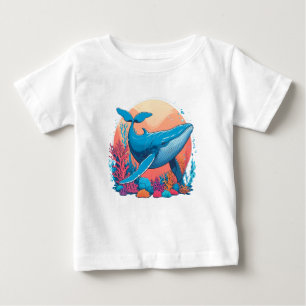 Camiseta Para Bebê Design Gráfico Colorido de uma Baleia