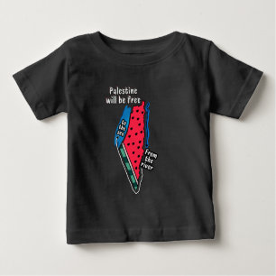 Camiseta Para Bebê design gráfico do mapa de melancia da palestina co