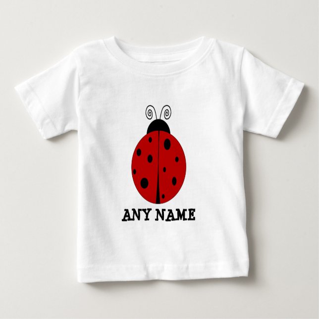 Camiseta Para Bebê DESIGN LADYBUG personalizado com QUALQUER NOME (Frente)