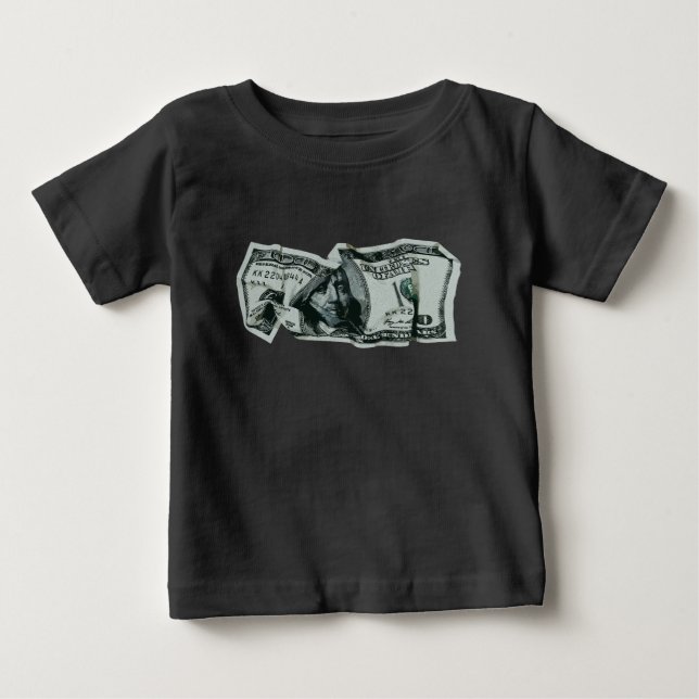 Camiseta Para Bebê Design Moderno da Nota de $100 Amassada (Frente)