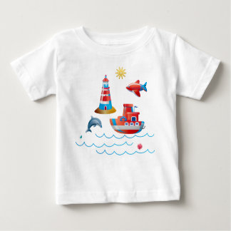 Camiseta Para Bebê design náutico engraçado
