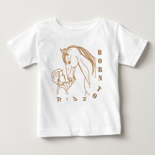 Camiseta Para Bebê Design para Bebês e Cavalo Adoráveis - Nascer para (Frente)