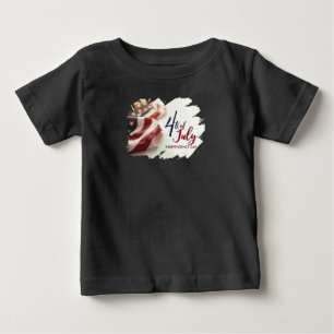 Camiseta Para Bebê Design Patriótico do Dia da Independência 4 de Jul