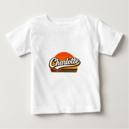 Camiseta Para Bebê Design Personalizado de Nome Charlotte Retro Pôr d