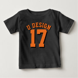 Camiseta Para Bebê Design preto & alaranjado do jérsei dos esportes