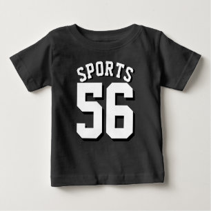 Camiseta Para Bebê Design preto & branco do jérsei dos esportes do