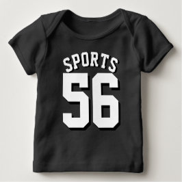 Camiseta Para Bebê Design preto & branco do jérsei dos esportes do