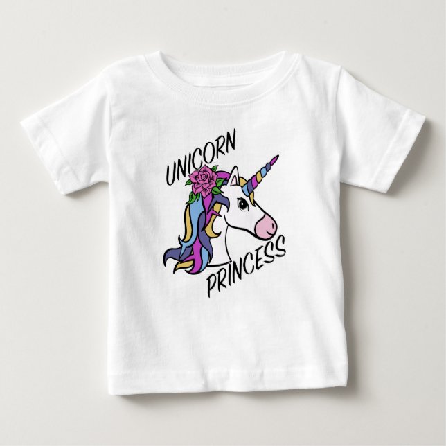 Camiseta Para Bebê Design Princesa Unicórnio - T-Shirt Bebê de Jersey (Frente)
