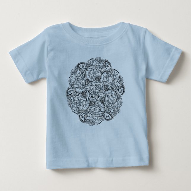 Camiseta Para Bebê Design redondo do Doodle (Frente)