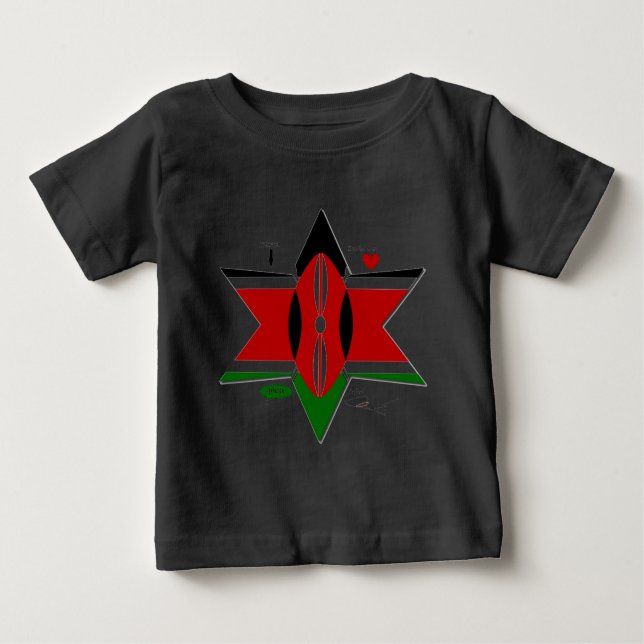 Camiseta Para Bebê Design Safari de Sinalizador Queniano (Frente)