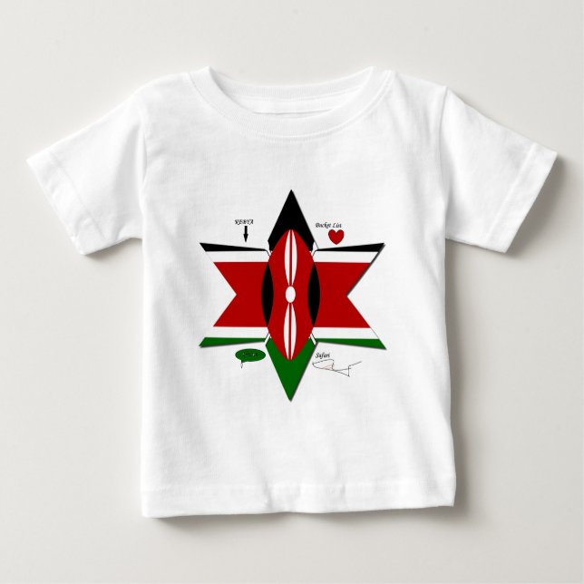 Camiseta Para Bebê Design Safari de Sinalizador Queniano (Frente)