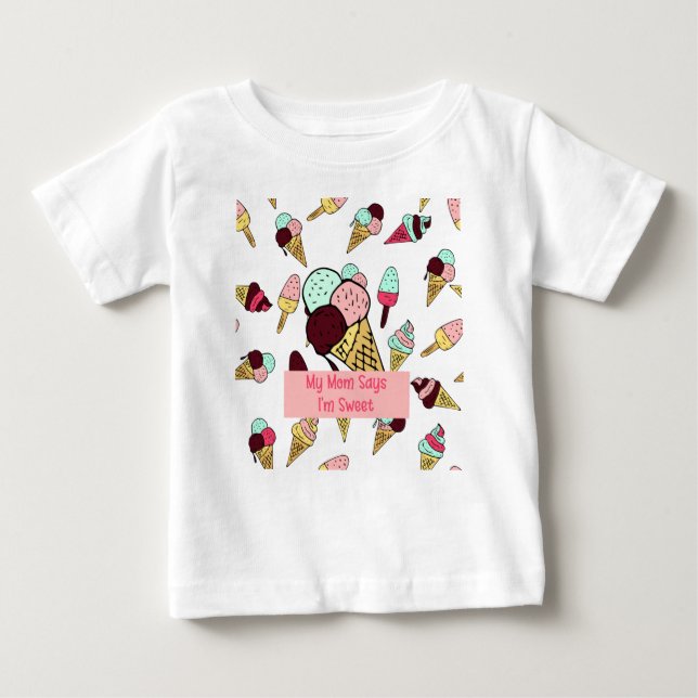 Camiseta Para Bebê Design sorvete para Menina (Frente)
