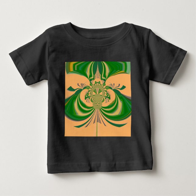 Camiseta Para Bebê Design verde amarelo. (Frente)