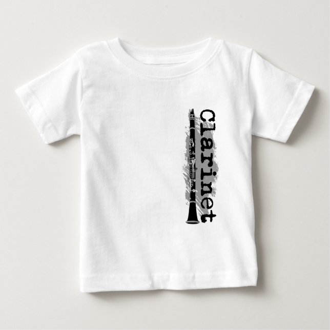 Camiseta Para Bebê Design vertical do clarinete (Frente)