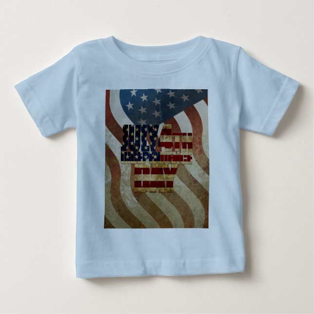 Camiseta Para Bebê Design Vintage Dia da Independência 4 de Julho (Frente)