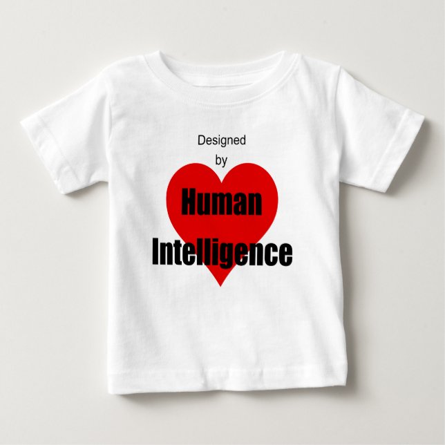 Camiseta Para Bebê Designed by Human Intelligence (Frente)
