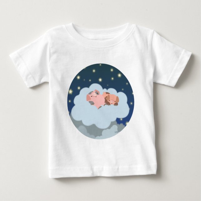 Camiseta Para Bebê Desmoronando Cartoon de Leitões (Frente)