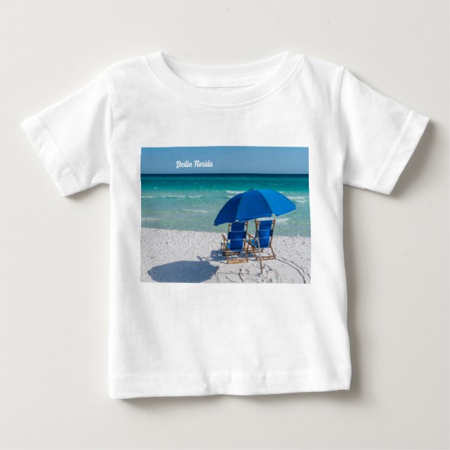 Camiseta Para Bebê Destin Florida Chairs E Umbrella Toddler T-shirt (Frente)