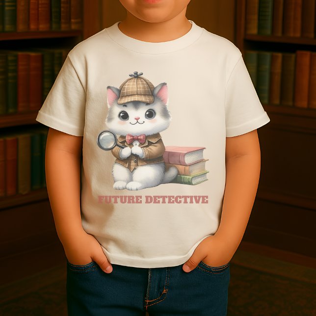 Camiseta Para Bebê Detetive Kitten Futuro (Purrlock Kitten future detective in situ)