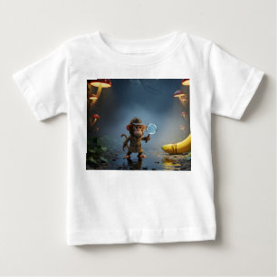 Camiseta Para Bebê Detetive Macaco Investigando o Mistério da Banana
