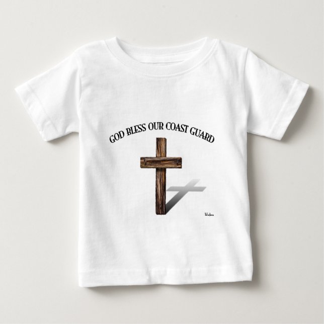 Camiseta Para Bebê DEUS ABENÇOE A GUARDA COSTEIRA com cruz robusta (Frente)