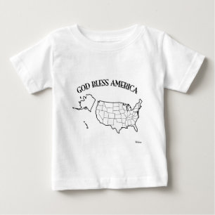 Camiseta Para Bebê DEUS ABENÇOE AMÉRICA com esboço dos E.U.