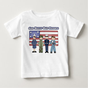 Camiseta Para Bebê Deus abençoe Nossas Tropas - Criança T-Shirt