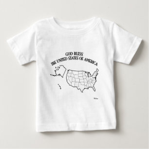 Camiseta Para Bebê DEUS ABENÇOE OS ESTADOS UNIDOS DA AMÉRICA contorno