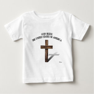 Camiseta Para Bebê DEUS ABENÇOE OS ESTADOS UNIDOS DA AMÉRICA cruz rob