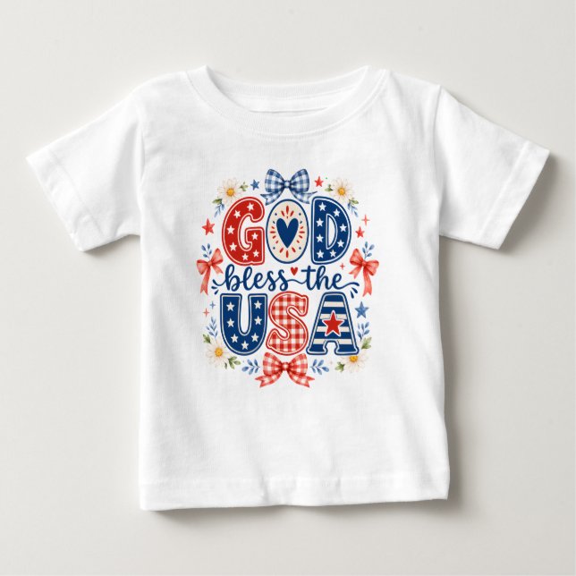 Camiseta Para Bebê Deus abençoe os EUA (Frente)