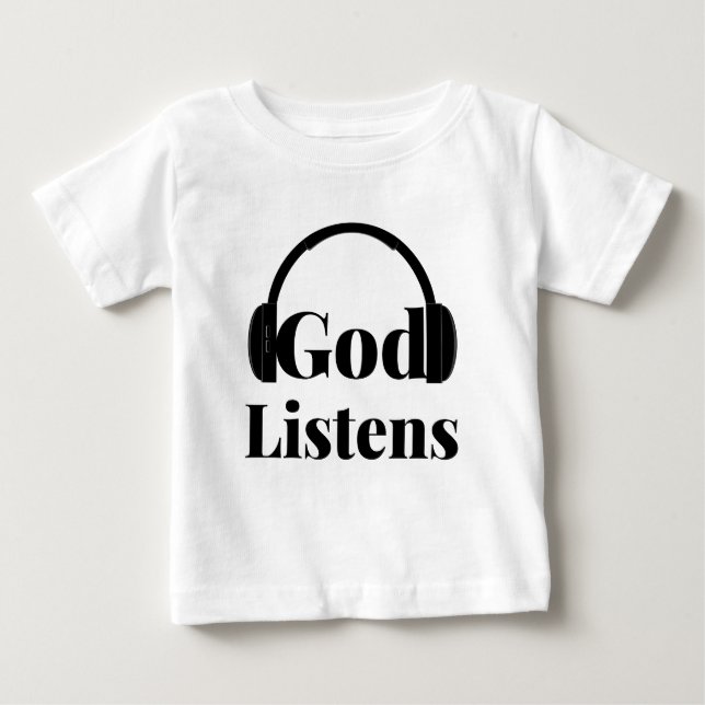 Camiseta Para Bebê Deus Escuta Cota Baseada Na Fé (Frente)