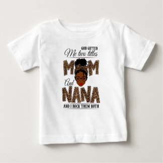 Camiseta Para Bebê Deus Me Deu Dois Títulos Mãe Nana Leopard Black