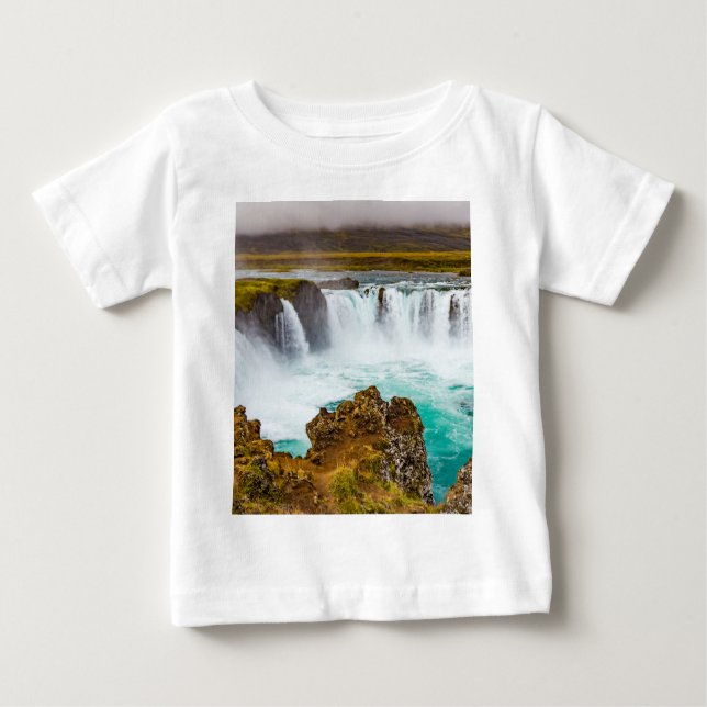 Camiseta Para Bebê Deusa-cascata, Islândia (Frente)