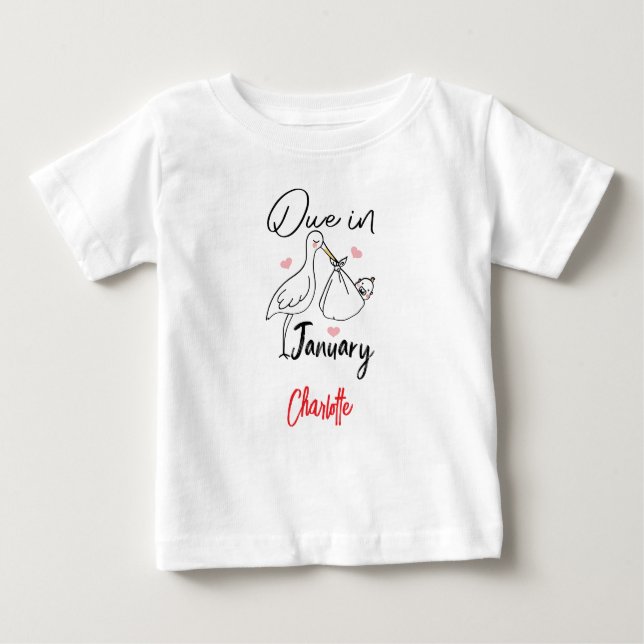 Camiseta Para Bebê Devida Em Janeiro Carregando De Swan Cute Um Bebê  (Frente)