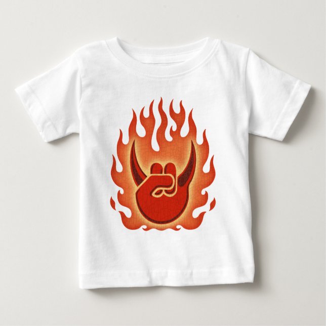 Camiseta Para Bebê Devil Rock Flames (Frente)