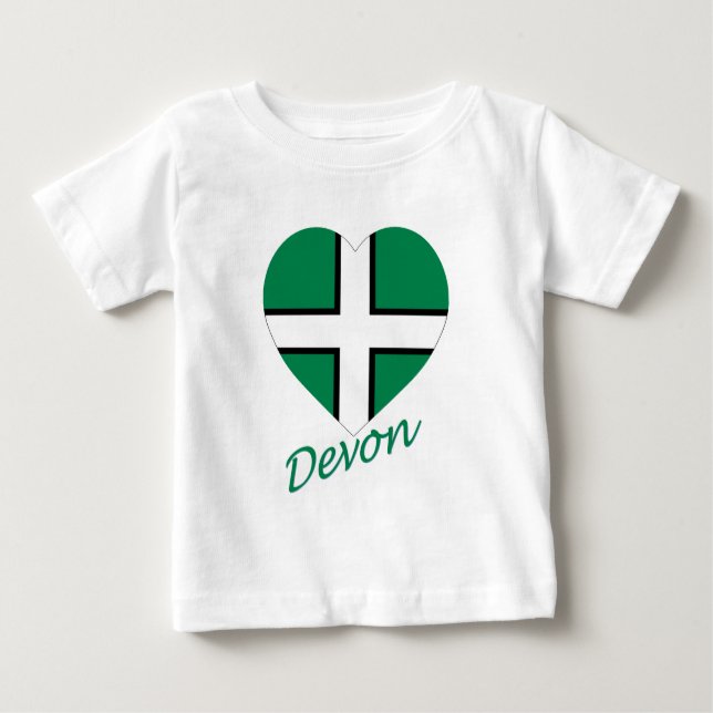 Camiseta Para Bebê Devon Flag Heart com Name (Frente)