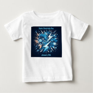 Camiseta Para Bebê Dia 9 de janeiro - Dia estático da eletricidade