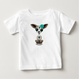 Camiseta Para Bebê Dia azul do filhote de cachorro inoperante da