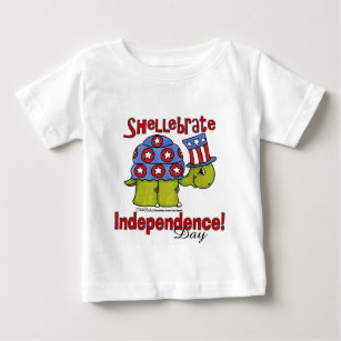 Camiseta Para Bebê Dia da Independência da Turtle Shellebrate!