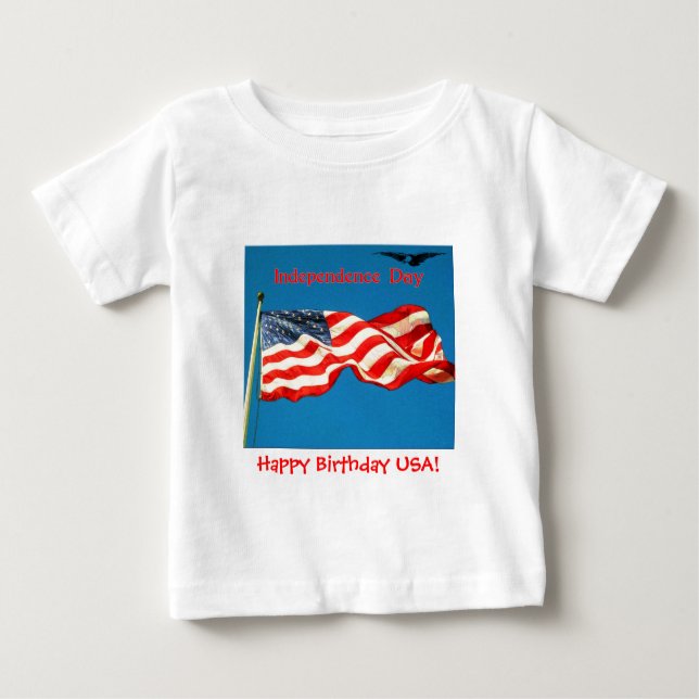 Camiseta Para Bebê Dia da Independência Feliz Aniversário dos EUA Cri (Frente)