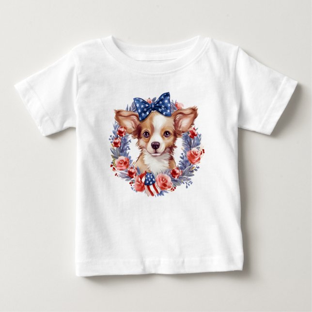 Camiseta Para Bebê Dia da Independência Patriótica 4 de julho dos EUA (Frente)